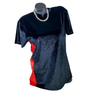 ASOS short sleeve t-shirt mini black & red velvet dress. New!!! Size Med